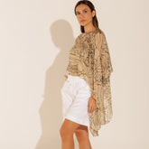 Lenço Pelerine França Floral Bege